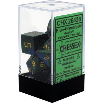 Chessex - Gemini Polyhedral 7-Die Set - Blue Green/Gold (CHX26436) - Good Games