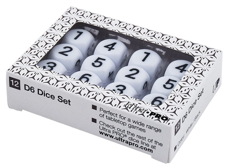 Ultra Pro: 12-Set D6 White Dice - Good Games