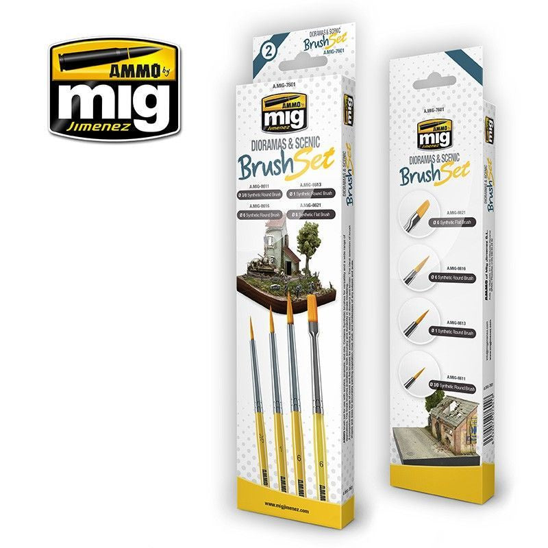 Ammo by MIG Brushes Dioramas and Scenic Brush Set - Good Games