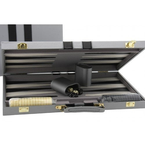 Backgammon 15 Deluxe Grey/Black Vinyl