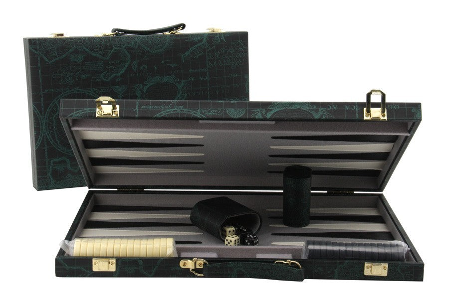 Dal Rossi - Deluxe Backgammon Beige World Map case 18 - Good Games