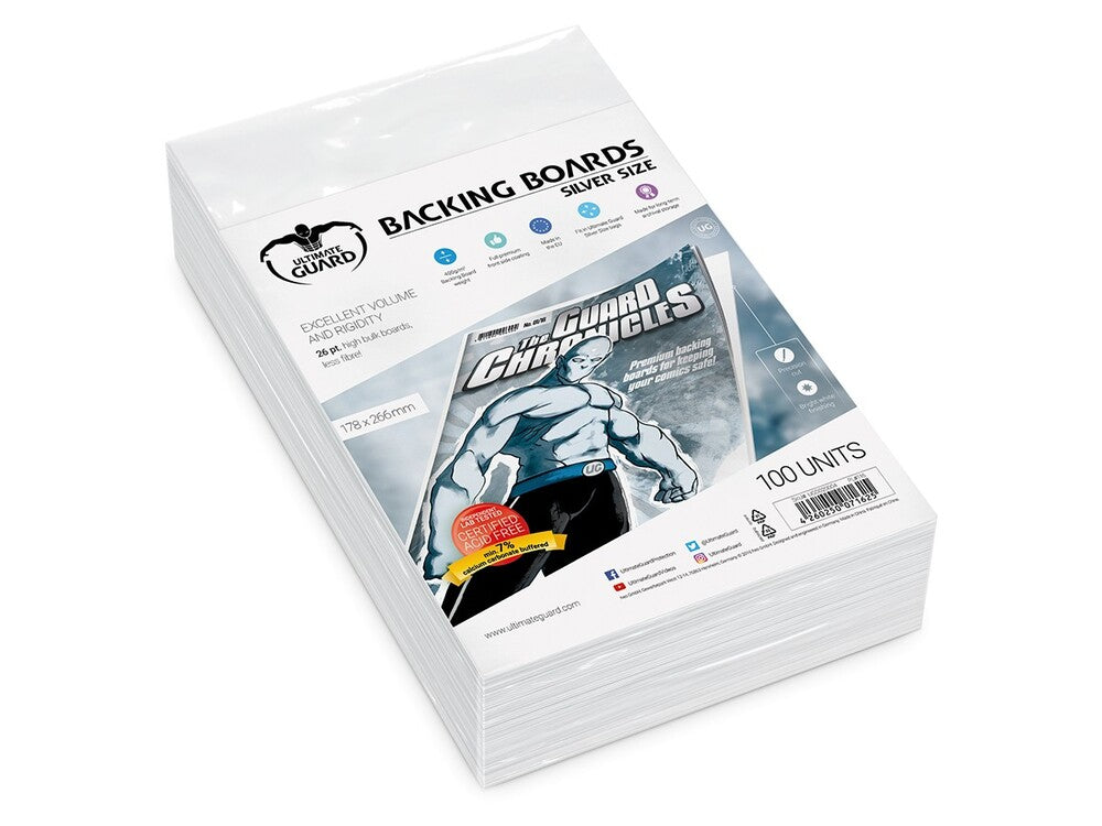 Ultimate Guard Comic Backing Boards Silver Size (100) - Good Games