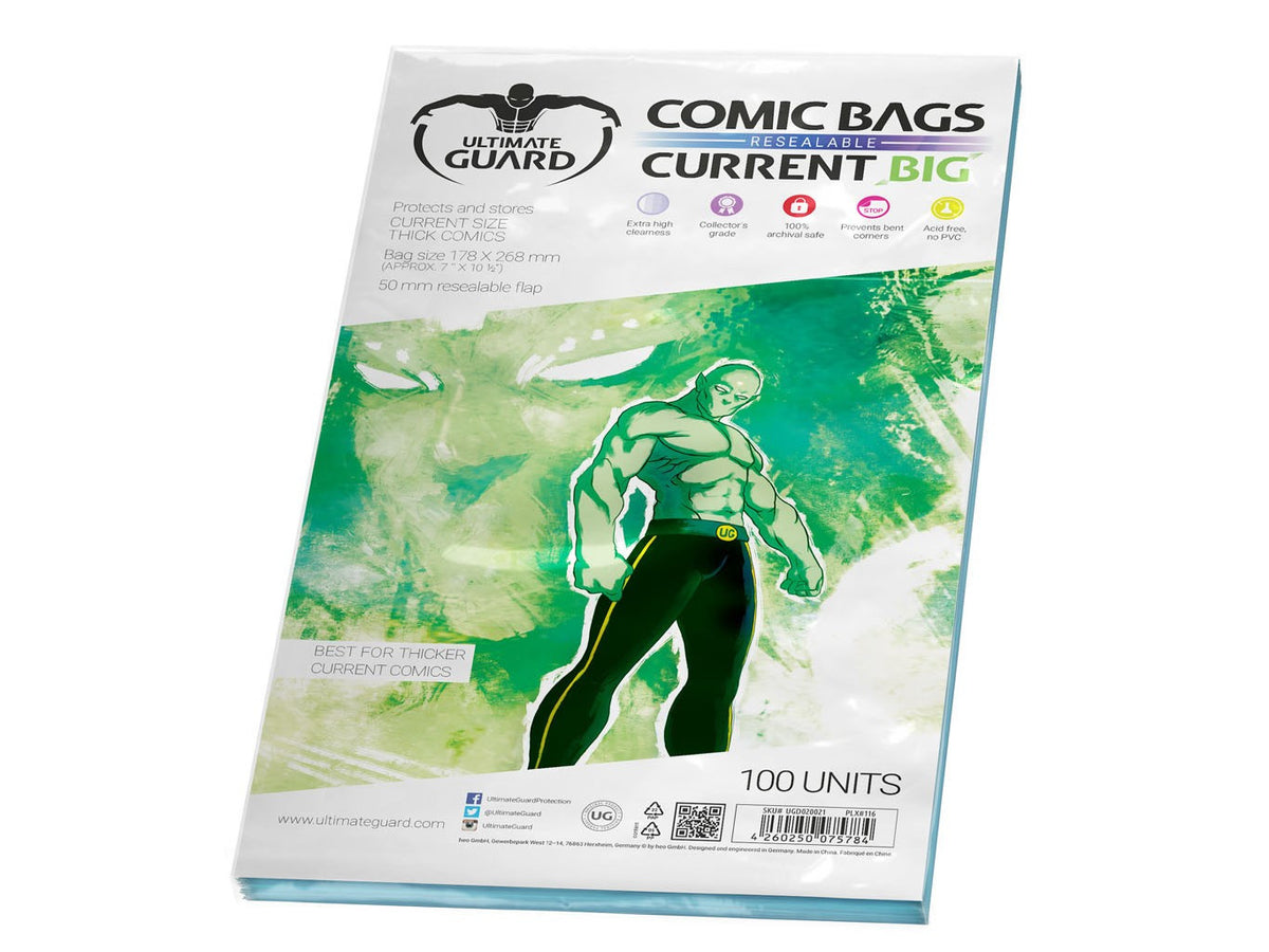 Ultimate Guard Comic Bags Big Resealable Current Size (100) - Good Games