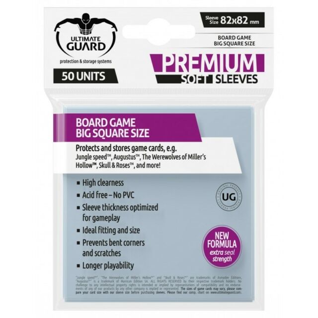 Ultimate Guard Premium Soft Sleeves For Board Game Cards Big Square (50) - Good Games