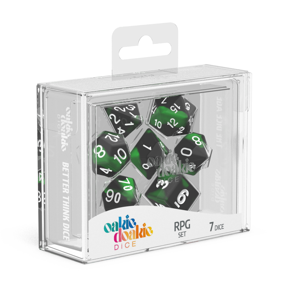 Oakie Doakie Dice - RPG Set Glow In The Dark Biohazard (7)