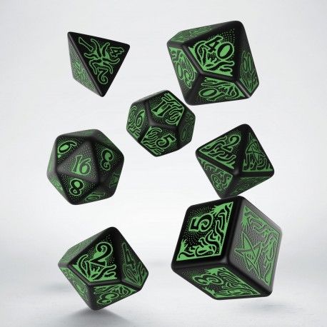 Q Workshop - Call Of Cthulhu 7th Edition Black & Green Dice Set - Good Games