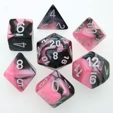 Chessex - Gemini Polyhedral 7-Die Set - Black Pink/White (CHX26430) - Good Games