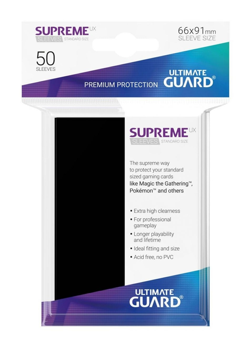 Ultimate Guard - Supreme UX Standard Sleeves Black (50) - Good Games