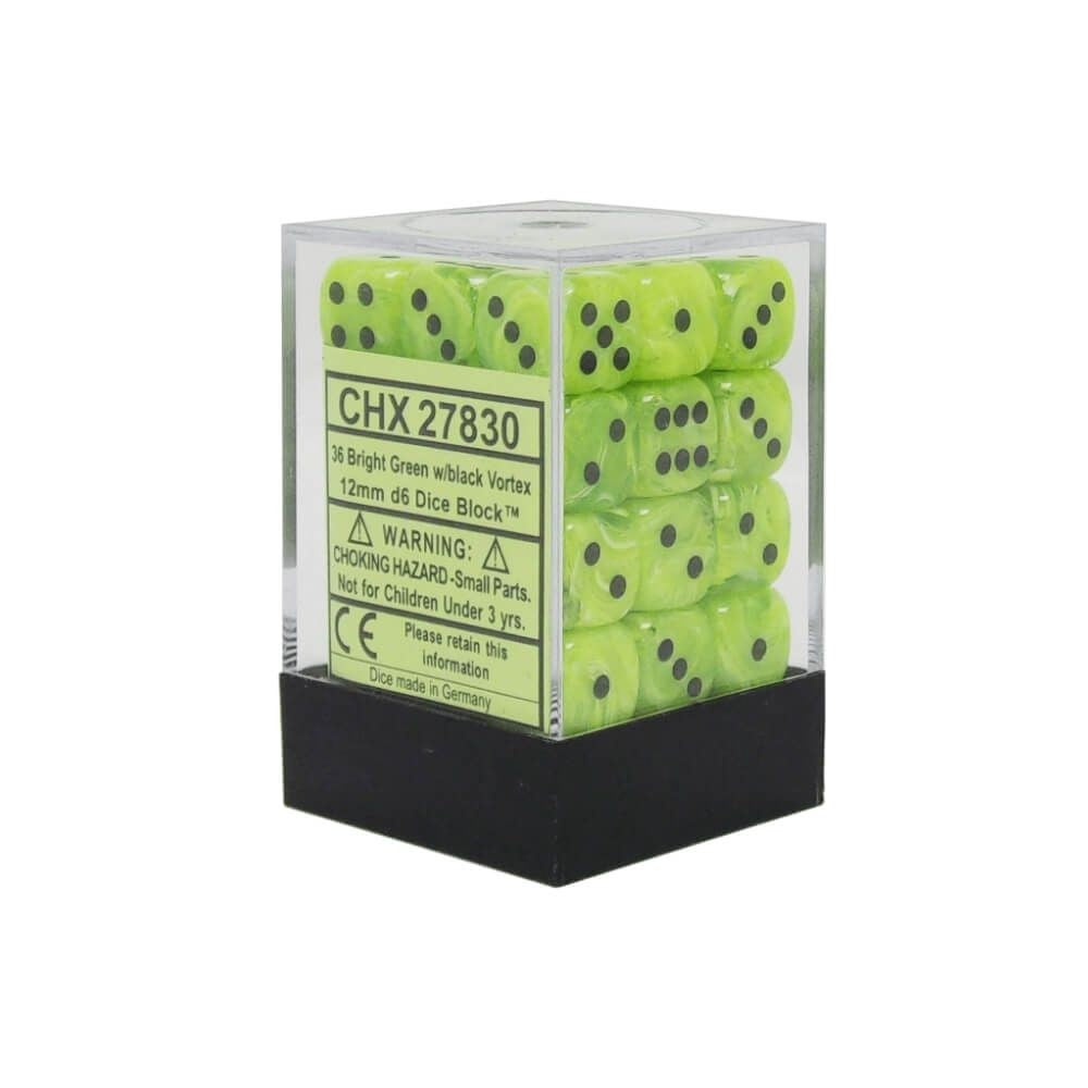 Chessex - Vortex 12mm D6 Set - Green/Black (CHX27830)
