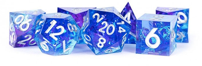 Metallic Dice Games - Handcrafted Sharp Edge Resin Dice Set - Oceanic Flare