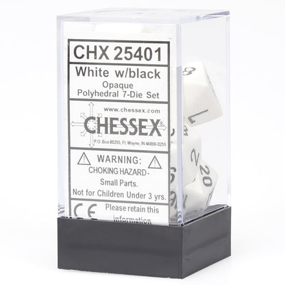 Chessex - Opaque Polyhedral 7-Die Set - White/Black (CHX25401) - Good Games