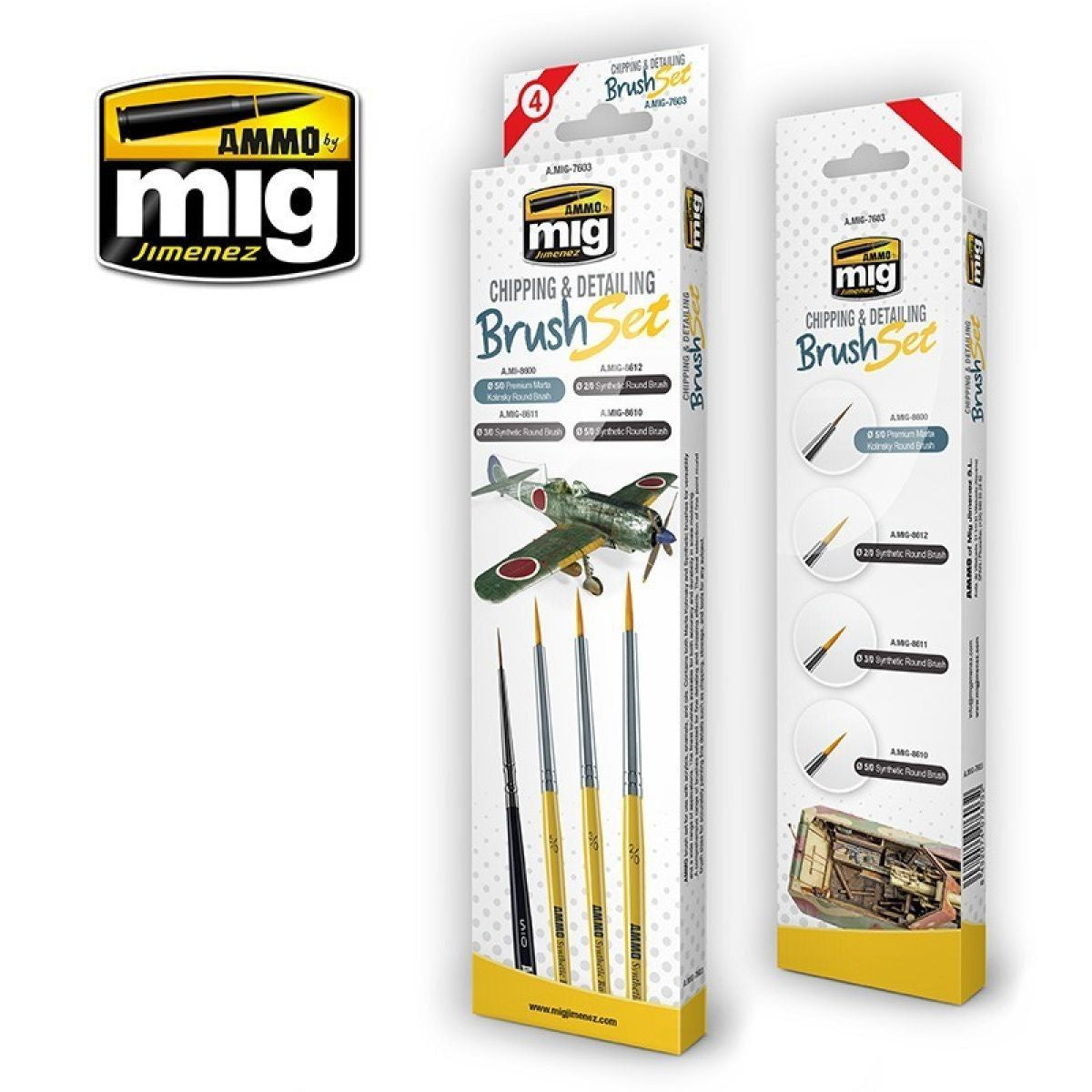 Ammo by MIG Brushes Chipping and Detailing Brush Set - Good Games