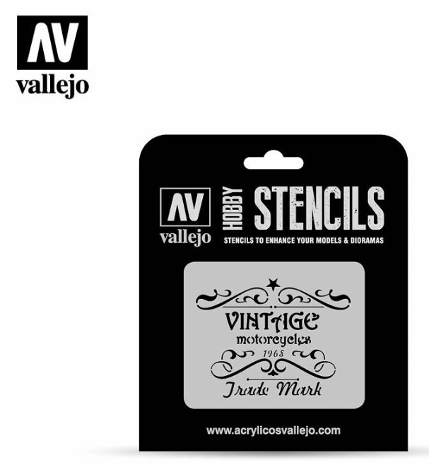 Vallejo Hobby Stencils - Vintage Motorcycles Sign - Good Games
