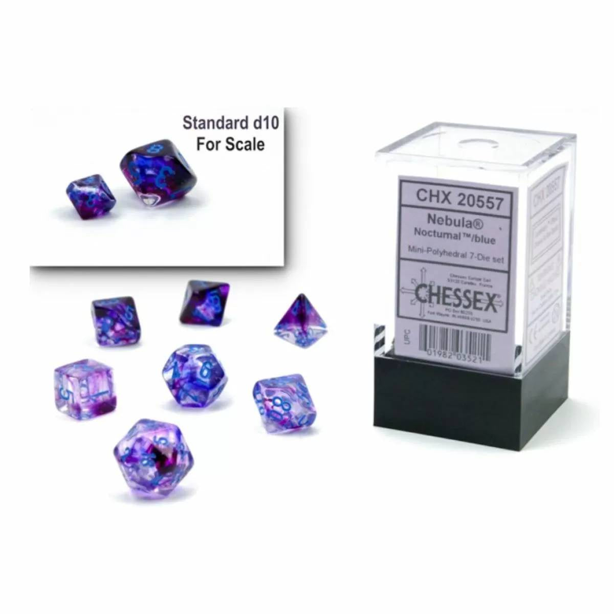 Chessex - Nebula Mini Nocturnal/Blue Luminary 7-Die Set (CHX 20557) - Good Games