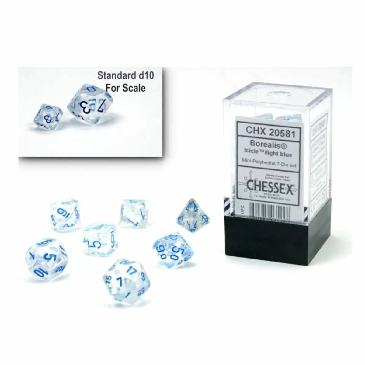 Chessex - Borealis Mini Icicle/Light Blue Luminary 7-Die Set (Chx 20581) - Good Games