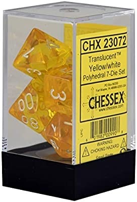 Chessex - Translucent Polyhedral 7-Die Set - Yellow/White (CHX23072)