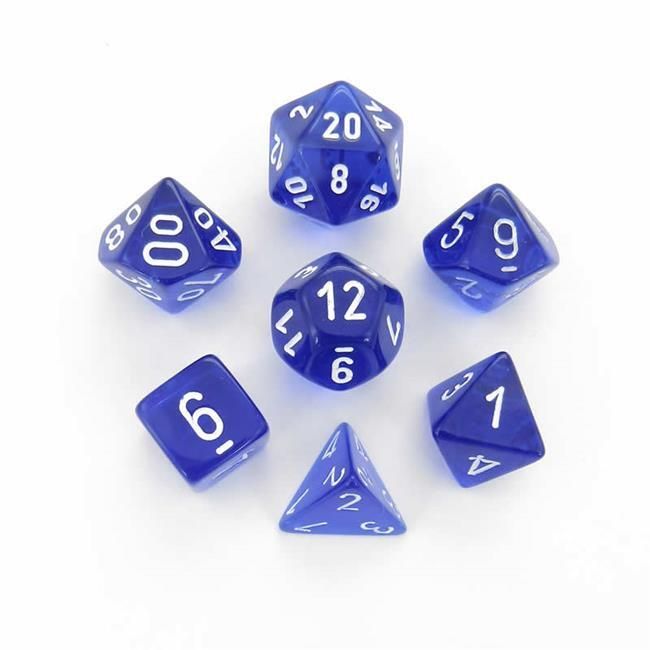 Chessex - Translucent Polyhedral 7-Die Set - Blue/White (CHX23076)