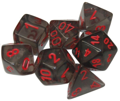 Chessex - Translucent Polyhedral 7-Die Set - Smoke/Red (CHX23088) - Good Games