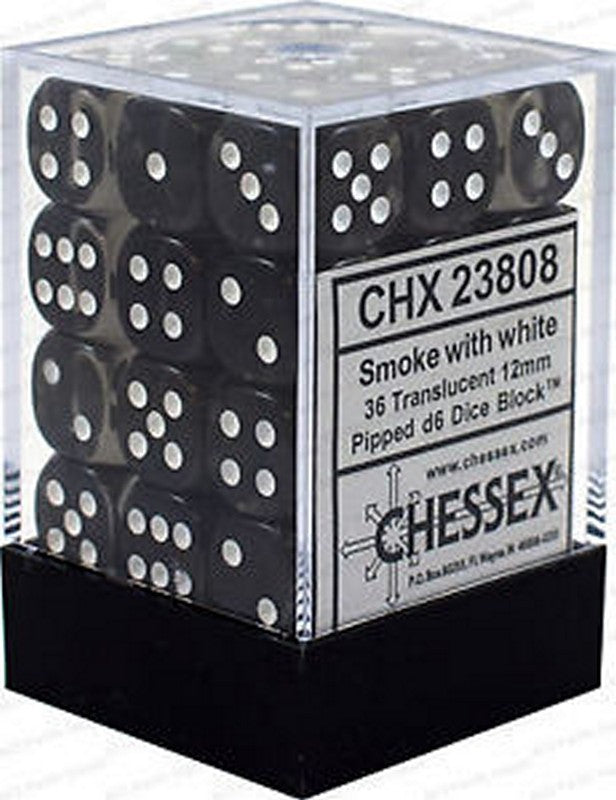 Chessex - Translucent 12mm D6 Set - Smoke/White (CHX23808) - Good Games