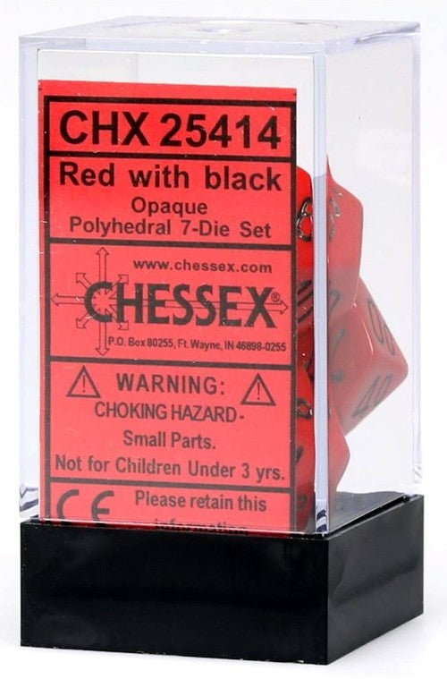 Chessex - Opaque Polyhedral 7-Die Set - Red/Black (CHX25414) - Good Games
