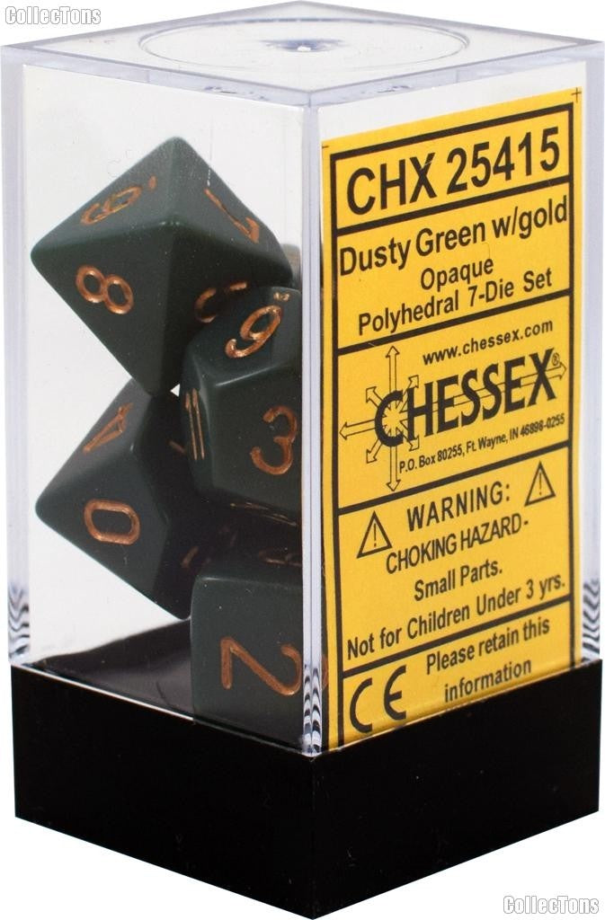 Chessex - Opaque Polyhedral 7-Die Set - Dusty Green/Copper (CHX25415)