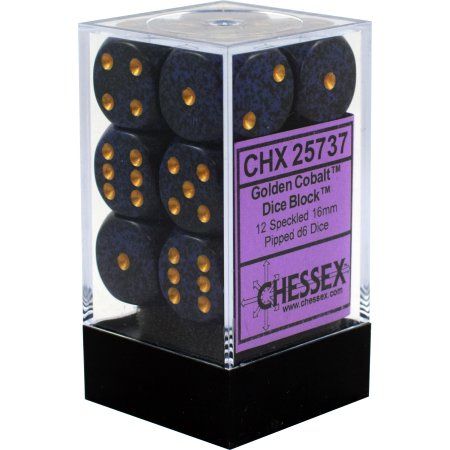 Chessex - Speckled 16mm D6 Set - Golden Cobalt Block (CHX25737) - Good Games
