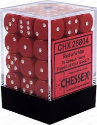 Chessex - Opaque 12mm D6 Set - Red/White (CHX25804) - Good Games