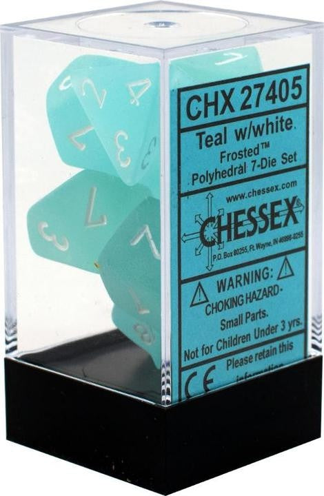 Chessex - Frosted Polyhedral 7-Die Set - Teal/White (CHX27405)