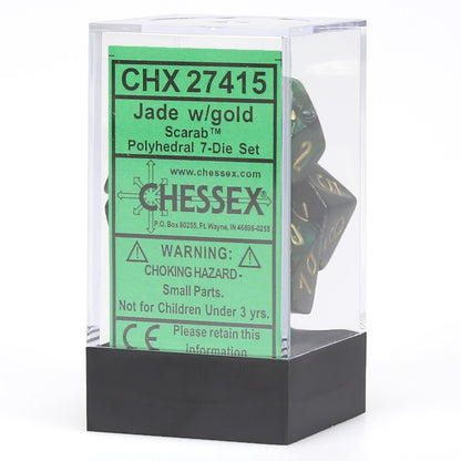 Chessex - Scarab Polyhedral 7-Die Set - Jade/Gold (CHX27415) - Good Games