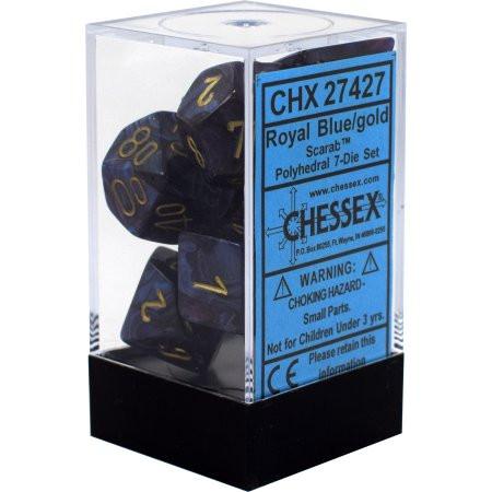 Chessex - Scarab Polyhedral 7-Die Set - Royal Blue/Gold (CHX27427)