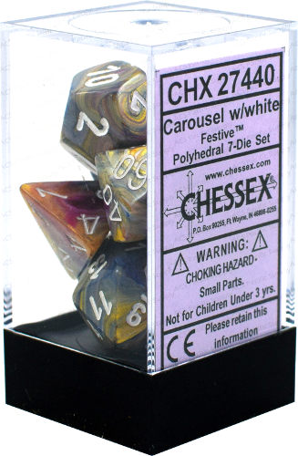 Chessex - Festive Polyhedral 7-Die Set - Carousel/White (CHX27440) - Good Games