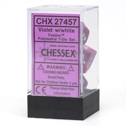 Chessex - Festive Polyhedral 7-Die Set - Violet/White (CHX27457) - Good Games
