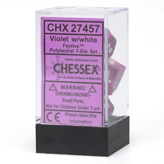 Chessex - Festive Polyhedral 7-Die Set - Violet/White (CHX27457)