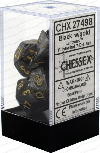 Chessex - Lustrous Polyhedral 7-Die Set - Black/Gold (CHX27498) - Good Games