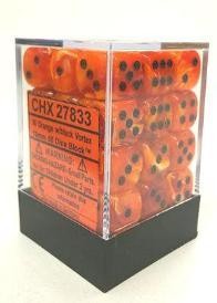 Chessex - Vortex 12mm D6 Set - Orange/Black (CHX27833) - Good Games
