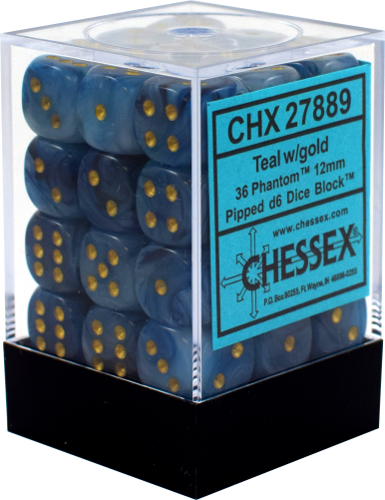 Chessex - Phantom 12mm D6 Set - Teal/Gold (CHX27889) - Good Games
