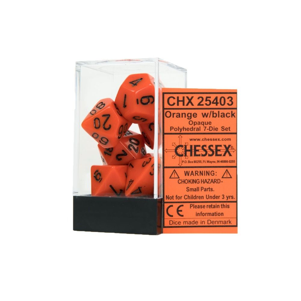 Chessex - Opaque Polyhedral 7-Die Set - Orange/Black (CHX25403)