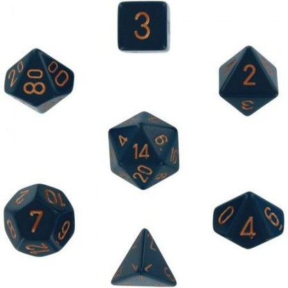 Chessex - Opaque Polyhedral 7-Die Set - Dusty Blue/Copper (CHX25426) - Good Games