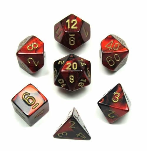 Chessex - Gemini Polyhedral 7-Die Set - Black Red/Gold (CHX26433) - Good Games