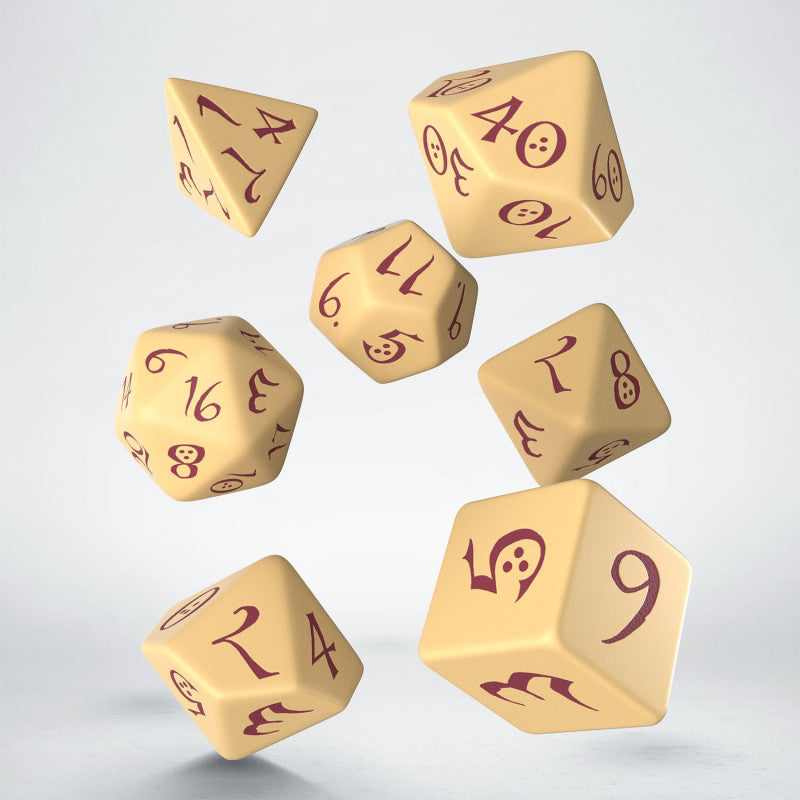Q Workshop - Beige &amp; Burgundy Classic RPG Dice Set (7)