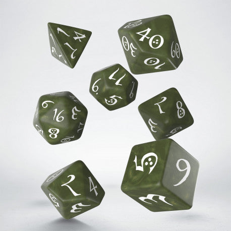 Q Workshop - Classic RPG Olive &amp; white Dice Set (7)