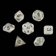 Chessex - Frosted Polyhedral 7-Die Set - Clear/Black (CHX27401) - Good Games