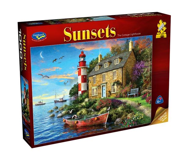 Holdson - Sunsets 3 Cottage Lighthouse 1000 Piece Jigsaw - Good Games