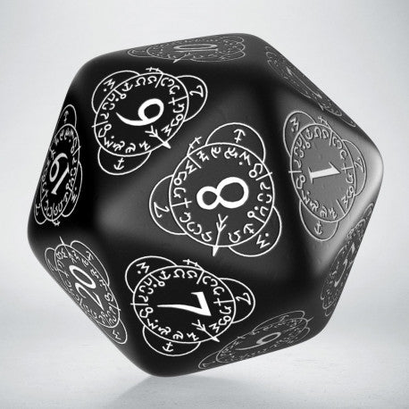 Q Workshop - D20 Black &amp; White Card Game Level Counter Dice Set - Good Games