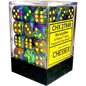 Chessex - Festive 12mm D6 Set - Rio/Yellow (CHX27849) - Good Games