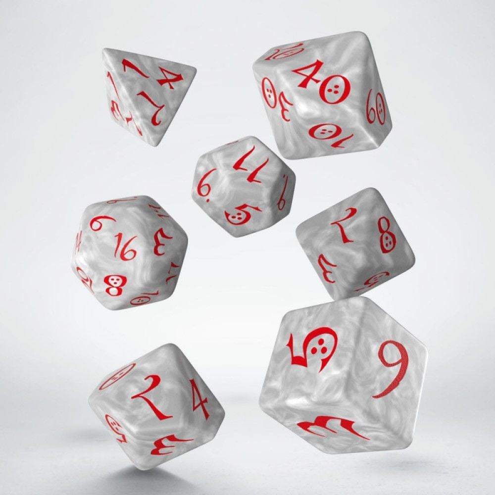 Q Workshop - Classic RPG Dice Pearl &amp; Red Set 7