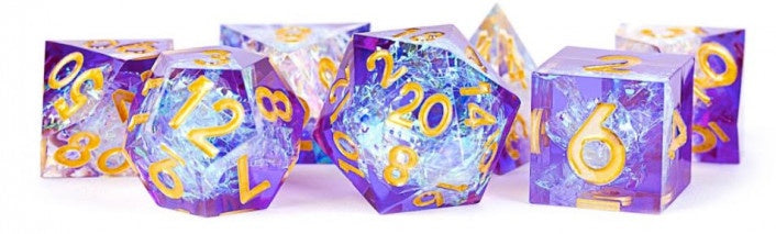 Metallic Dice Games - Handcrafted Sharp Edge Resin Dice Set - Royal Geode - Good Games