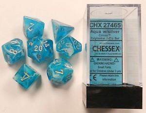 Chessex - Cirrus Polyhedral 7-Die Set - Aqua/Silver (CHX27465) - Good Games