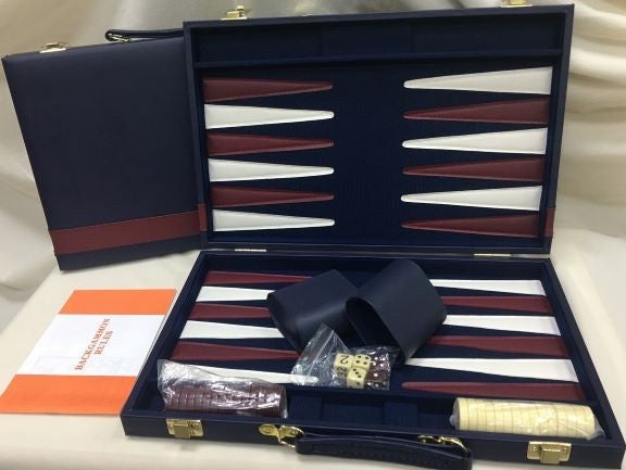 Deluxe Backgammon 15 Navy/Burgundy