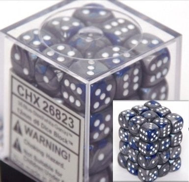 Chessex - Gemini 12mm D6 Set - Blue Steel/White (CHX26823) - Good Games